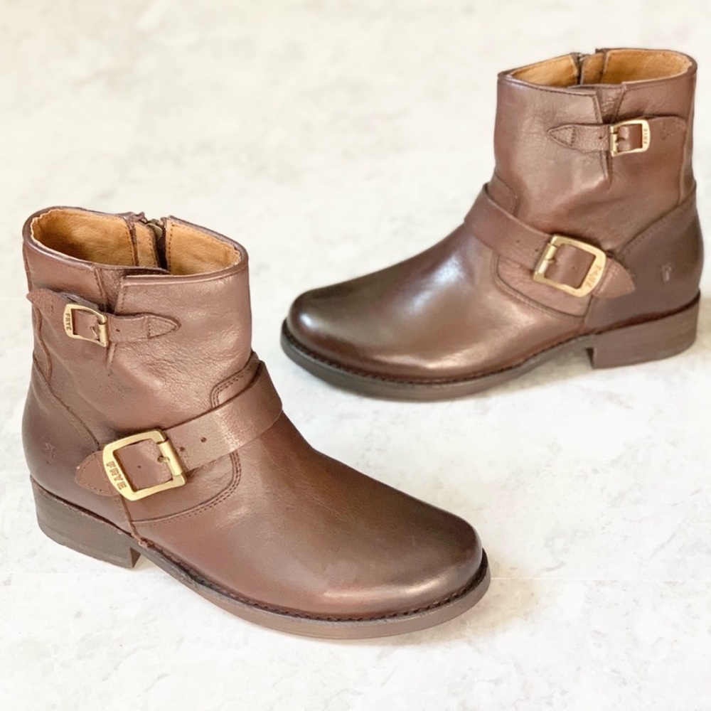 NEW Frye Burnished Leather Vicky Low Mid Boots 7 - Picture 8 of 8